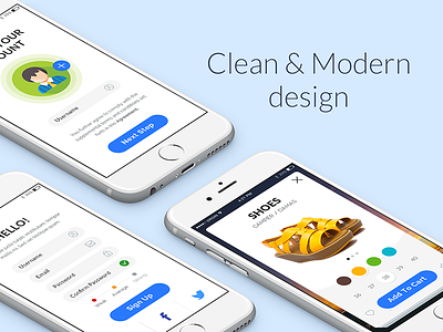 Clean & Modern design app clean iphone isometric item kit mapogo presentation screens sign in sign up ui