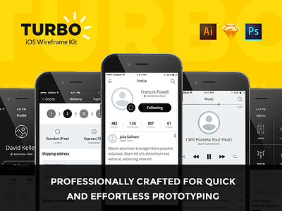 Turbo iOS Wireframe Kit ai demo download free ios psd sample sketch turbo ui ux wireframes