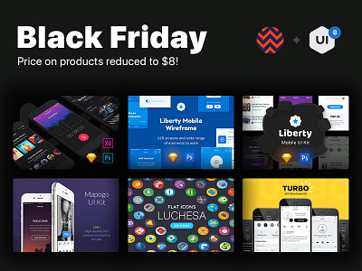 Black Friday Sale black friday digital goods discount icons just ui products sale shopping ui kit ui8 wireframes