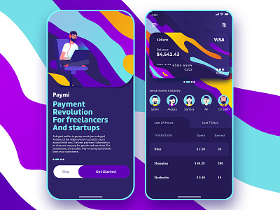 Paymi - Mobile e-wallet for freelancers and startups animation app banking e wallet flat identity illustrator ios minimal mobile app payment ui uiux ux wallet wallet ui web