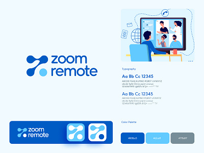 ZoomRemote app brand design and logo exploration app app icon app logo branding flat identity illustration ios logo logo design logo inspiration logo trends logo trends 2020 logodesign logomark online meeting symbol typography web z letter