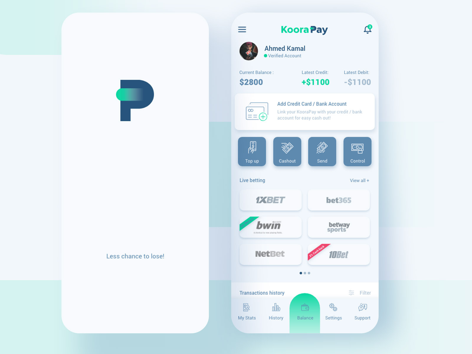 KooraPay mobile app UI design by AK on Dribbble