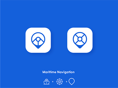Maritime navigation app icon design animation app app design branding design flat geometric icon icon app ios location app location pin logo maritime minimal navigate navigation navigator sea web