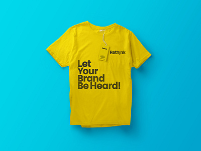 Rethink Agency - Branding T-shirt Set agency black branding copywriting creative agency design design qoute identity illustration minimal mockup qoutes shirt simplicity t shirt t shirt mockup tshirt design typography typography art yellow