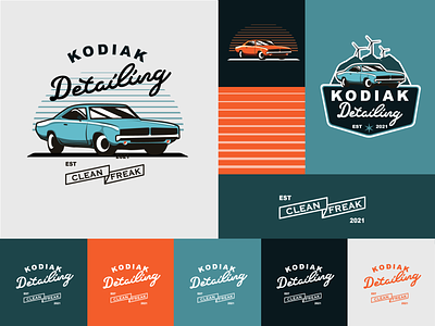 Kodiak Detailing - Branding + Logo auto branding car detailing classic classic car classic logo classy clean detailing graphic design illustration kodiak logo modern orange teal