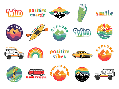 Sticker Collection - Inspired by a retro color palette