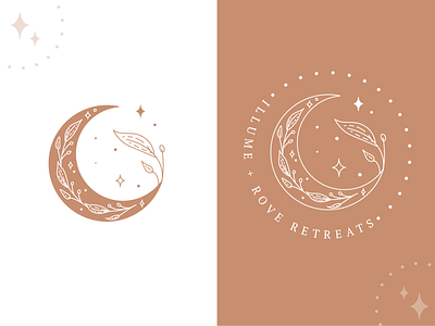 Bohemian Crescent Moon Logo - Feminine Line work