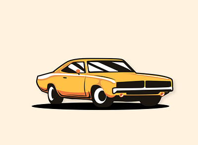 Vintage Chevy branding car car illustration car rental chevelle chevrolet chevy design detailing illustration vector yellow