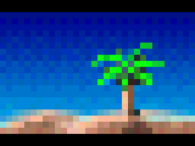 Tropical Palm beach blue gray green island nextstep palm tree pixel retro sand sky tropical