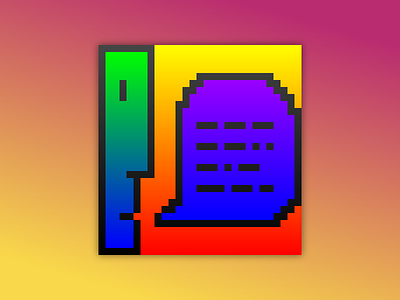 Basic Communicator 3d gradient mac os macintosh plus orange pixel red retro speech speech bubble text yellow