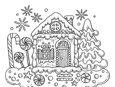 Christmas coloring page. design illustration vector