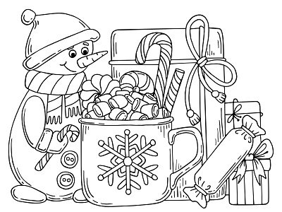 Christmas coloring page. design illustration vector