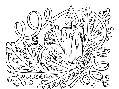 Christmas coloring page. design illustration vector