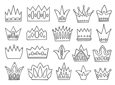 Set of simple crowns design icon illustration logo vector