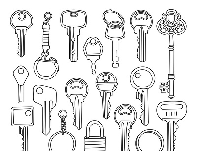 Set of simple keys design icon illustration logo vector