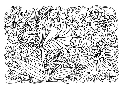 Flower garden coloring page.