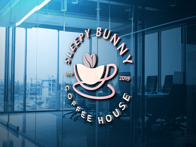 Sleepy Bunny Coffee House Logo artdesigns branding coffee house logo design illustration illustrator logo logodesign logos ui vector