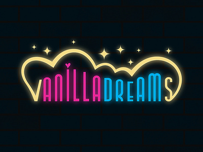 Buyer Retro Logo Vanilla Dreams artdesigns bar branding cafe design dessert graphic design illustration illustrator logo logodesign logos neon restaurant retro ui vector