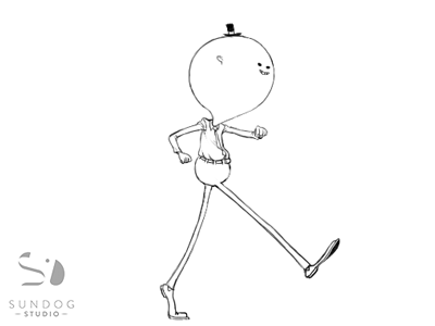 Mr Capital 2d animation big capital gif head line man test walk cycle