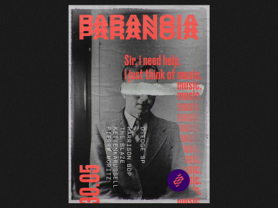 260819_ paranoia abstract advertising art art direction branding chromatic aberration design glitch graphic design grunge music poster poster a day poster art poster design print sound typography