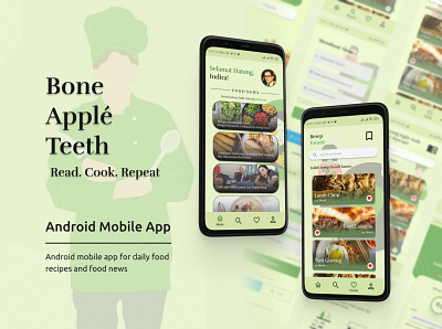 Food Recipes and Food News App - Bone Apple Teeth android figma food app food news food news app food recipes mobile app ui