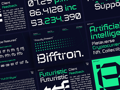 Bifftron - Futuristic Font/ Techno Font biffrron font bifftron brandi identity branding free font futuristic font ligature font logo logotype multilingual font ridtype scifi font techno font technology font type design type foundry typeface typography ui design web design