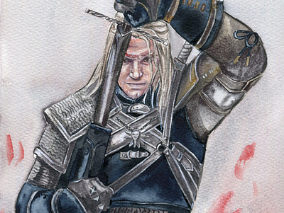 The witcher portrait the witcher watercolor