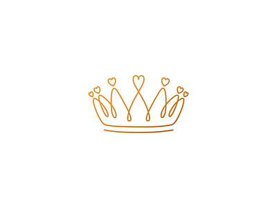 Golden crown brand branding crown design flat heart illustration king line linear logo logotype love mark minimalism minimalistic queen royal sign vector