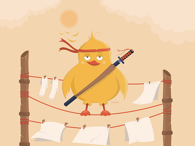 samurai chicken illustration the character vector