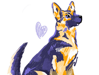 German Shepard art artist design digital art dog graphic design illustration illustrator procreate seattle