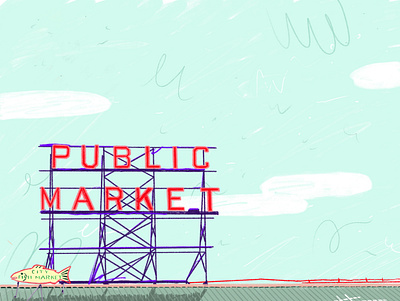 Pike Place Market art artist design digital art graphic design illustration illustrator pnw seattle washington state