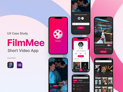 FilmMee Short Video App branding design graphic design mobileapp musicvideoapp typography ui userexperience ux