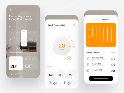 Smart Home app app chart consumption dashboard design home minimal smarthome thermostat ui ux