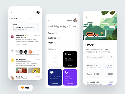 FREE - Email Buddy APP app assistant card cards dashboard design dribbble email free freebie illustration ios minimal schedule ui ui kit ux