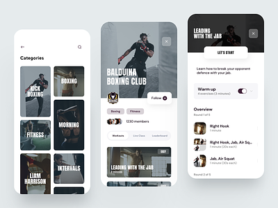 Fitness Boxing App activity app boxing creative dashboard design dribbble fitness fitness app ios leaderboard minimal sport tracking training ui ux