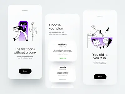 nobank intro app dashboard design dribbble illustration intro ios minimal onboarding registration trend ui ux