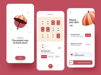 Umbrella app booking color creative dashboard design dribbble illustration ios minimal onboarding pay payment renting ui ux