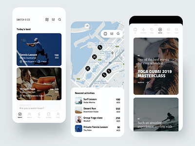Switch App activity app cards creative dashboard design dribbble fitness ios map minimal search sport ui ux