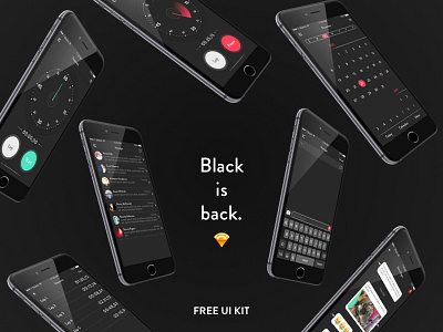 Black FREE UI Kit app black concept design download free ios iphone kit sketch ui ux