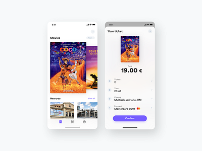 Cinema app app color creative dashboard design idea ios ticket app ui ux