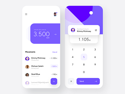 Money transfer app app bank business card color dashboard design finance illustration minimal modern money paypal transfer ui ux