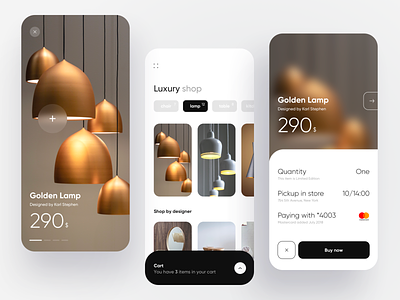 Luxury e-commerce app card checkout creative dashboad design dribbble ecommerce flat idea ios luxury minimal payment ui ux