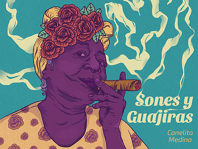 Guajira behance caribbean cover cover art cuba disco illustration lp music photoshop portrait rosas salsa smoke tabacco tabaco texture waco