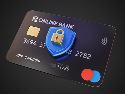 3d bank card security 3d bank blender card illustration security