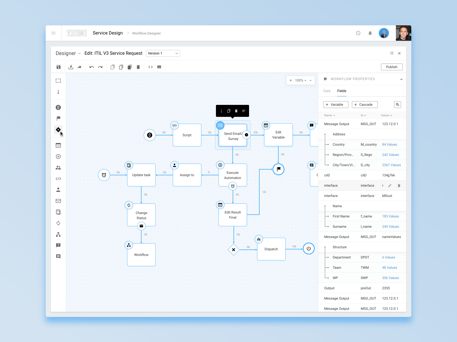 Workflow editor by Yauheni Bialiuha on Dribbble