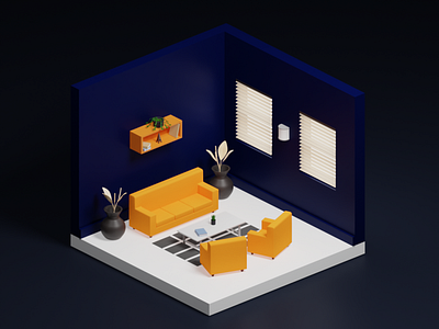 3D Isometric Relaxed Room 3disometric 3droom design3d graphic design room