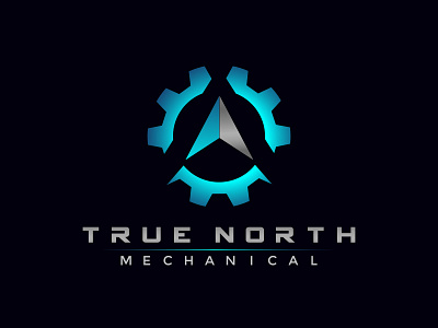 True North branding design gear icon illustration logo mechanic north vector