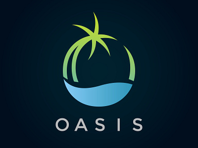 Oasis branding design icon illustration logo oasis palm sea vector