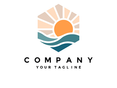 Sunset dua beach beauty branding design icon illustration logo ocean sunset vector wave