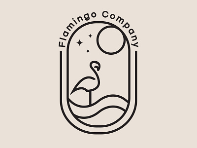 Flamingo line art logo illustration